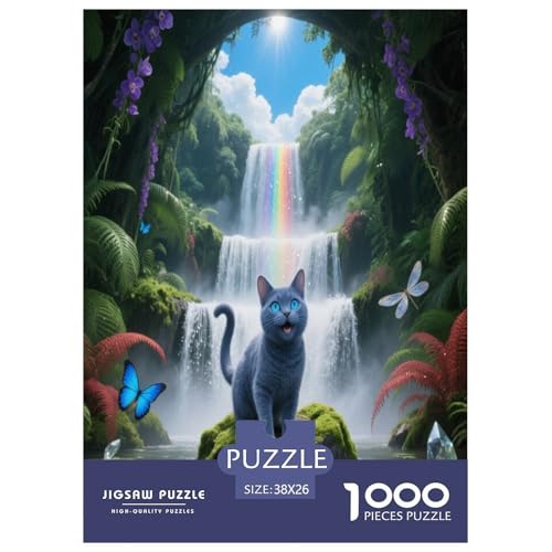1000 Teile Russisch-Blaue Katze Puzzle – Für Erwachsene, Familienspaß & Lernspielzeug, Katze Wasserfall Puzzles, Wohnkultur, Geschenk Für Erwachsene 38x26cm/1000pcs 1000 Teile Russisch-Blaue Katze Puzzle – Für Erwachsene, Familienspaß & Lernspielzeug, Katze Wasserfall Puzzles, Wohnkultur, Geschenk Für Erwachsene 38x26cm/1000pcs von WXLWHR
