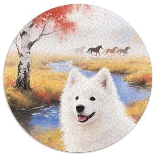1000 Teile Samojede Welpe Puzzle – Für Erwachsene, Anspruchsvolles Spiel, Pferdeherde Puzzle, Wohnkultur, Geschenkideen 1000pcs (67.5x67.5cm) von WXLWHR
