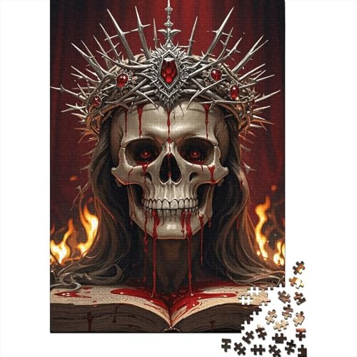 1000 Teile Schädel Puzzle Für Erwachsene Und Kinder Holzpuzzle Geduldspiel Schädel-Dornenkrone Puzzle Wohndekoration Geschenk Für Erwachsene 1000pcs (75x50cm) von WXLWHR