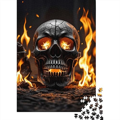 1000 Teile Schädel Puzzle Für Erwachsene Und Kinder Holzpuzzle Geduldspiel Schädel-Flammen Puzzle Wohndekoration Geschenk Für Kinder 1000pcs (75x50cm) von WXLWHR