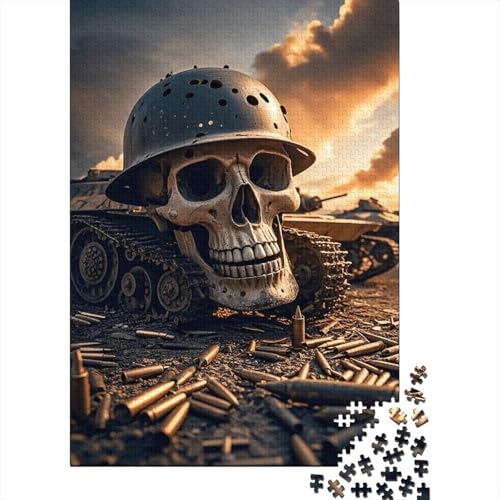 1000 Teile Schädel Puzzle Für Erwachsene Und Kinder Holzpuzzle Geduldspiel Schädel-Panzer-Geschosse Puzzles Wohndekoration Geschenk Für Kinder 1000pcs (75x50cm) von WXLWHR