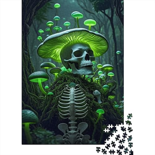 1000 Teile Schädel Puzzle Für Erwachsene Und Kinder Holzpuzzle Geduldspiel Schädel-Pilzwald Puzzles Wohndekoration Geschenk Zu Weihnachten 1000pcs (75x50cm) von WXLWHR