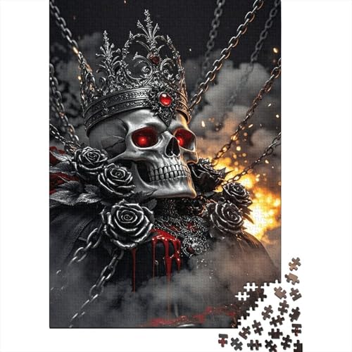 1000 Teile Schädel Puzzle Für Erwachsene Und Kinder Holzpuzzle Pädagogisches Spiel Schädel-Ketten-Krone Puzzle Wohndekoration Geschenk Für Erwachsene 1000pcs (75x50cm) von WXLWHR