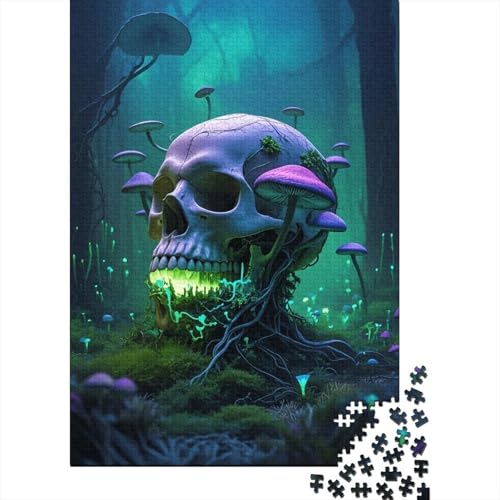 1000 Teile Schädel Puzzle Für Erwachsene Und Kinder Holzpuzzle Pädagogisches Spiel Schädel-bedeckt-mit-Pilzen Puzzle Wohndekoration Geschenk Für Erwachsene 1000pcs (75x50cm) von WXLWHR