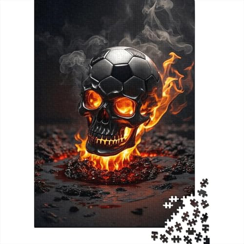 1000 Teile Schädel Puzzle Für Erwachsene Und Kinder Holzpuzzle Pädagogisches Spiel Soccer Schädel-Flammen Puzzles Wohndekoration Geschenk Für Erwachsene 1000pcs (75x50cm) von WXLWHR