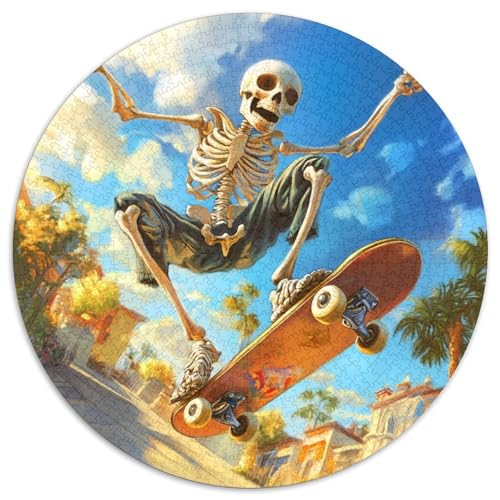1000 Teile Schädel Puzzle Für Erwachsene Und Kinder aus Karton Pädagogisches Spiel Skelett Skateboard Fahrend Puzzles Wohnkultur Geschenk 1000pcs (67.5x67.5cm) von WXLWHR