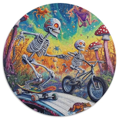 1000 Teile Schädel Puzzle Für Erwachsene Und Kinder aus Karton Pädagogisches Spiel Skelett Skateboard Fahrrad Puzzles Dekoration Geschenk Für Kinder 1000pcs (67.5x67.5cm) von WXLWHR