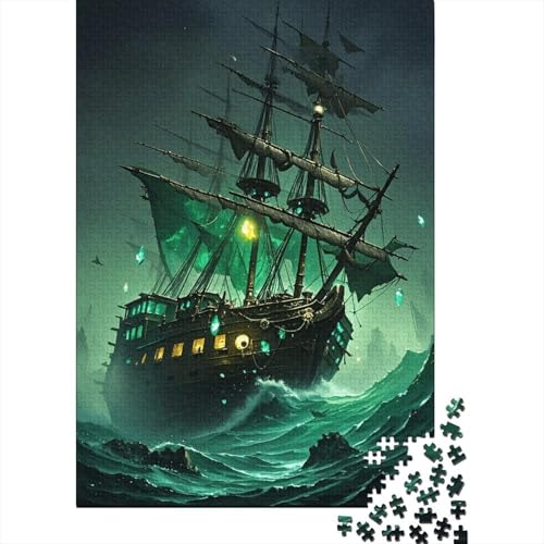 1000 Teile Schiff Puzzle Für Erwachsene Und Kinder Holzpuzzle Pädagogisches Spiel Geisterhaftes-Wrack Puzzles Wohndekoration Unique Gift 1000pcs (75x50cm) von WXLWHR