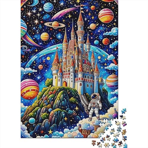 1000 Teile Schloss Puzzle Für Erwachsene Und Kinder Holzpuzzle Geduldspiel Weltraum-Fantasy-Schloss-Astronaut Puzzles Wohndekoration Einzigartiges Geschenk 1000pcs (75x50cm) von WXLWHR