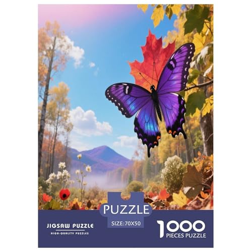 1000 Teile Schmetterling Puzzle – Für Erwachsene, Herausforderndes Denkspiel, Autumn Leaves Wald Puzzle, Wohnkultur, Geschenk Für Erwachsene 70x50cm/1000pcs 1000 Teile Schmetterling Puzzle – Für Erwachsene, Herausforderndes Denkspiel, Autumn Leaves Wald Puzzle, Wohnkultur, Geschenk Für Erwachsene 70x50cm/1000pcs von WXLWHR