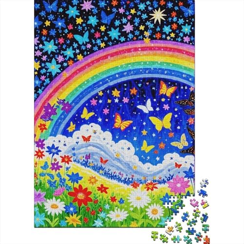 1000 Teile Schmetterling Puzzle Für Erwachsene Und Kinder Holzpuzzle Geduldspiel Schmetterling-Sterne-Regenbogen Puzzle Wohndekoration Geschenk Zu Weihnachten 1000pcs (75x50cm) von WXLWHR