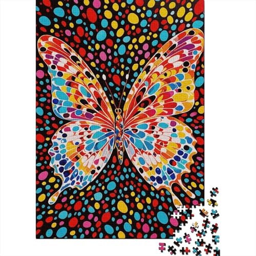 1000 Teile Schmetterling Puzzle Für Erwachsene Und Kinder Holzpuzzle Pädagogisches Spiel Bunter-Schmetterling-Farbflecken Puzzle Wohndekoration Geschenk Für Kinder 1000pcs (75x50cm) von WXLWHR