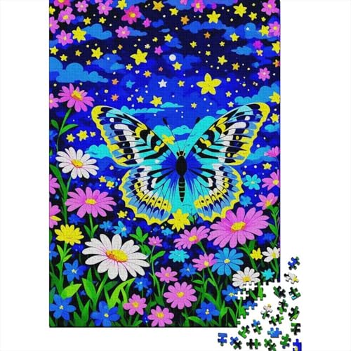 1000 Teile Schmetterling Puzzle Für Erwachsene Und Kinder Holzpuzzle Pädagogisches Spiel Bunter-Schmetterling-Sterne Puzzle Wohndekoration Unique Gift 1000pcs (75x50cm) von WXLWHR