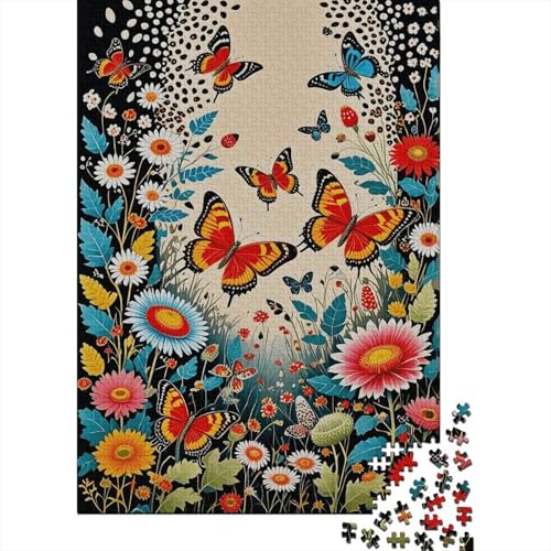 1000 Teile Schmetterling Puzzle Für Erwachsene Und Kinder Holzpuzzle Pädagogisches Spiel Schmetterling-Bunte-Pflanzen Puzzle Wohndekoration Geschenk Zu Weihnachten 1000pcs (75x50cm) von WXLWHR