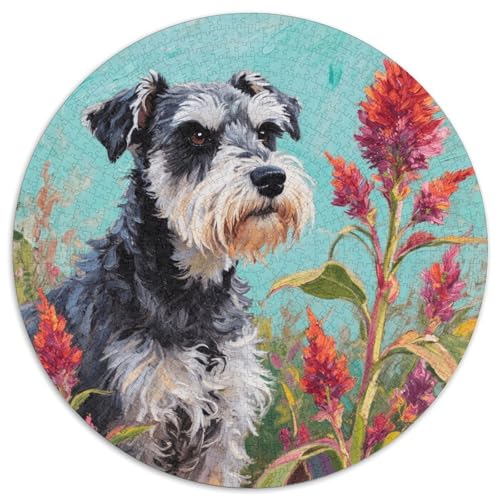 1000 Teile Schnauzer Puzzle Für Jugendliche Und Erwachsene Geschicklichkeitsspiel Schnauzer Blumen Puzzles Aus Karton Wohndekoration Einzigartiges Geschenk 1000pcs (67.5x67.5cm) von WXLWHR