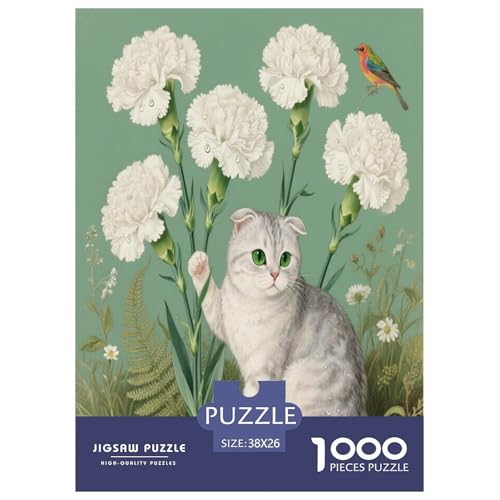 1000 Teile Schottische Faltohrkatze Puzzle – Für Erwachsene, Herausforderndes Denkspiel, Blumen Puzzle, Wohnkultur, Geschenkideen 38x26cm/1000pcs 1000 Teile Schottische Faltohrkatze Puzzle – Für Erwachsene, Herausforderndes Denkspiel, Blumen Puzzle, Wohnkultur, Geschenkideen 38x26cm/1000pcs von WXLWHR