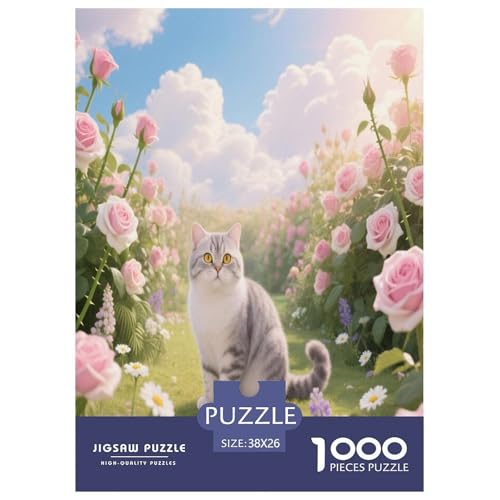 1000 Teile Schottische Faltohrkatze Puzzle – Für Erwachsene, Herausforderndes Denkspiel, Rosengarten Puzzle, Wohnkultur, Geschenk Für Kinder 38x26cm/1000pcs 1000 Teile Schottische Faltohrkatze Puzzle – Für Erwachsene, Herausforderndes Denkspiel, Rosengarten Puzzle, Wohnkultur, Geschenk Für Kinder 38x26cm/1000pcs von WXLWHR