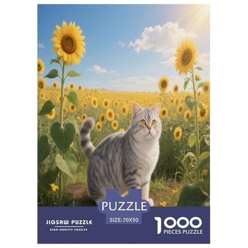 1000 Teile Schottische Faltohrkatze Puzzle – Für Erwachsene, Herausforderndes Denkspiel, Sonnenblumenmeer Puzzle, Wohnkultur, Geschenk Für Erwachsene 70x50cm/1000pcs 1000 Teile Schottische Faltohrkatze Puzzle – Für Erwachsene, Herausforderndes Denkspiel, Sonnenblumenmeer Puzzle, Wohnkultur, Geschenk Für Erwachsene 70x50cm/1000pcs von WXLWHR