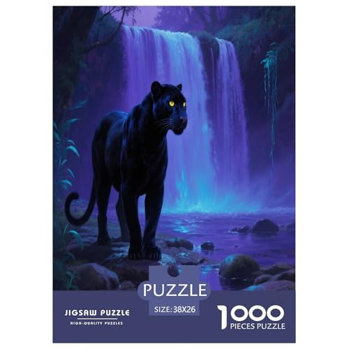 1000 Teile Schwarzer Panther Puzzle – Für Erwachsene, Herausforderndes Denkspiel, Wasserfall Puzzles, Dekoration, Geschenk Für Erwachsene 38x26cm/1000pcs 1000 Teile Schwarzer Panther Puzzle – Für Erwachsene, Herausforderndes Denkspiel, Wasserfall Puzzles, Dekoration, Geschenk Für Erwachsene 38x26cm/1000pcs von WXLWHR
