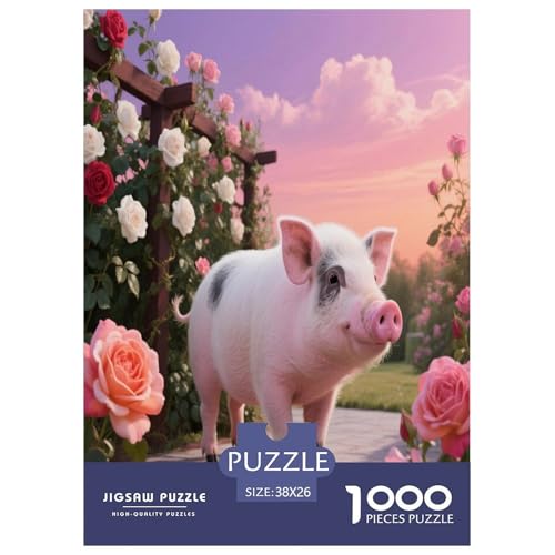 1000 Teile Schwein Puzzle – Für Erwachsene, Herausforderndes Denkspiel, Rosengarten Puzzles, Dekoration, Geschenk Für Kinder 38x26cm/1000pcs 1000 Teile Schwein Puzzle – Für Erwachsene, Herausforderndes Denkspiel, Rosengarten Puzzles, Dekoration, Geschenk Für Kinder 38x26cm/1000pcs von WXLWHR