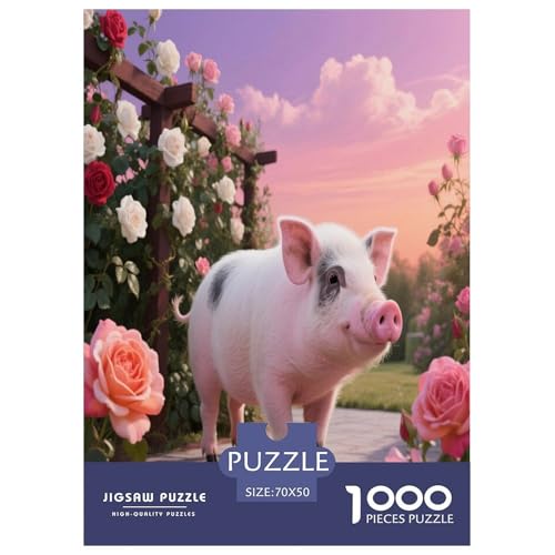 1000 Teile Schwein Puzzle – Für Erwachsene, Herausforderndes Denkspiel, Rosengarten Puzzles, Dekoration, Geschenkideen 70x50cm/1000pcs 1000 Teile Schwein Puzzle – Für Erwachsene, Herausforderndes Denkspiel, Rosengarten Puzzles, Dekoration, Geschenkideen 70x50cm/1000pcs von WXLWHR