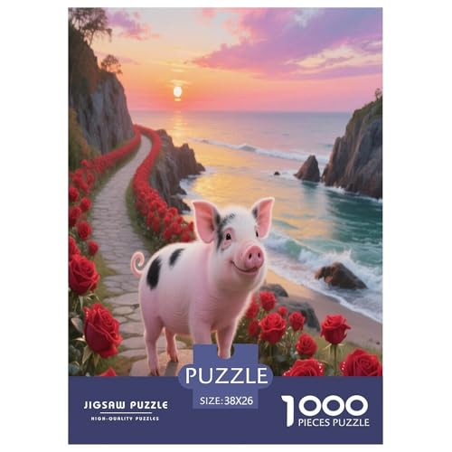 1000 Teile Schwein Puzzle – Für Erwachsene, Herausforderndes Denkspiel, Rosensteinweg Puzzle, Dekoration, Einzigartiges Geschenk 38x26cm/1000pcs 1000 Teile Schwein Puzzle – Für Erwachsene, Herausforderndes Denkspiel, Rosensteinweg Puzzle, Dekoration, Einzigartiges Geschenk 38x26cm/1000pcs von WXLWHR