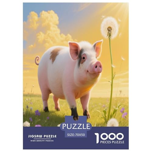 1000 Teile Schwein Puzzle – Für Erwachsene, Herausforderndes Denkspiel, Wiese Puzzles, Wohnkultur, Einzigartiges Geschenk 70x50cm/1000pcs 1000 Teile Schwein Puzzle – Für Erwachsene, Herausforderndes Denkspiel, Wiese Puzzles, Wohnkultur, Einzigartiges Geschenk 70x50cm/1000pcs von WXLWHR