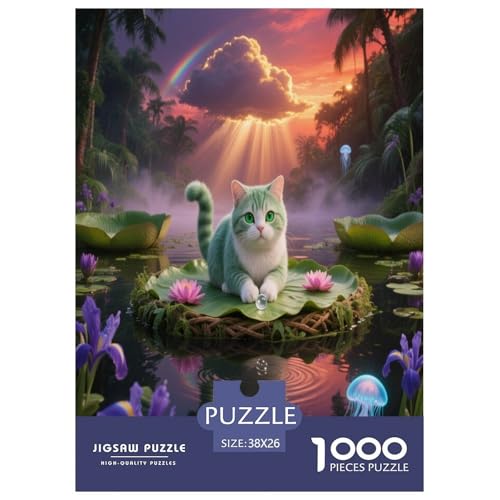 1000 Teile Scottish Fold Katze Puzzle – Für Erwachsene, Familienspaß & Bildung, Katze Lotusblatt Puzzles, Dekoration, Geschenk Zum Geburtstag 38x26cm/1000pcs von WXLWHR