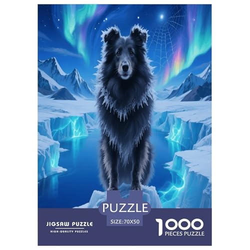 1000 Teile Shetland Sheepdog Puzzle – Für Erwachsene, Familienspaß & Bildung, Hund Gletscher Puzzle, Dekoration, Geschenk Für Kinder 70x50cm/1000pcs von WXLWHR
