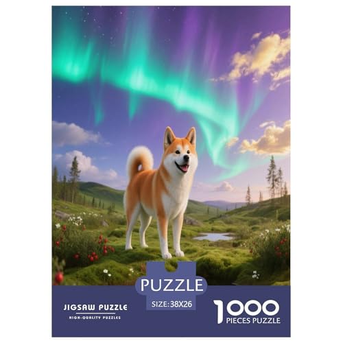 1000 Teile Shiba Inu Puzzle – Für Erwachsene, Familienspaß & Bildung, Wiese Polarlicht Puzzle, Dekoration, Geschenkideen 38x26cm/1000pcs 1000 Teile Shiba Inu Puzzle – Für Erwachsene, Familienspaß & Bildung, Wiese Polarlicht Puzzle, Dekoration, Geschenkideen 38x26cm/1000pcs von WXLWHR