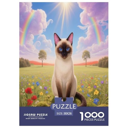 1000 Teile Siamkatze Puzzle – Für Erwachsene, Familienspaß & Bildung, Katze Wildblumenwiese Puzzle, Wohnkultur, Einzigartiges Geschenk 38x26cm/1000pcs 1000 Teile Siamkatze Puzzle – Für Erwachsene, Familienspaß & Bildung, Katze Wildblumenwiese Puzzle, Wohnkultur, Einzigartiges Geschenk 38x26cm/1000pcs von WXLWHR