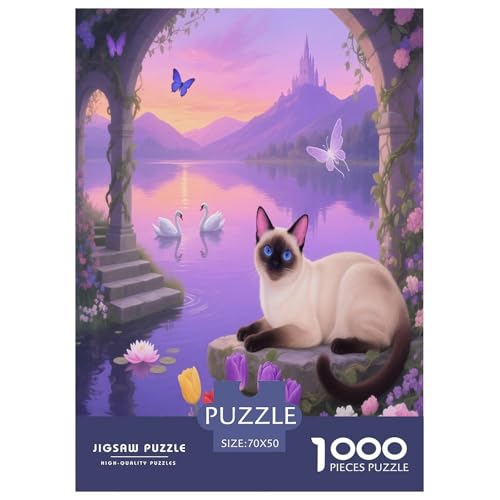 1000 Teile Siamkatze Puzzle – Für Erwachsene, Herausforderndes Denkspiel, Seitengarten Puzzle, Dekoration, Einzigartiges Geschenk 70x50cm/1000pcs 1000 Teile Siamkatze Puzzle – Für Erwachsene, Herausforderndes Denkspiel, Seitengarten Puzzle, Dekoration, Einzigartiges Geschenk 70x50cm/1000pcs von WXLWHR