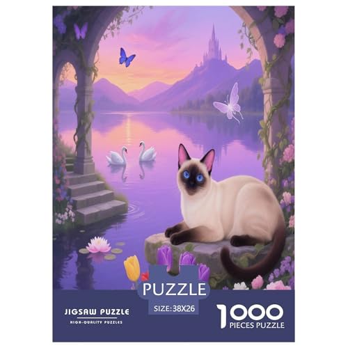 1000 Teile Siamkatze Puzzle – Für Erwachsene, Herausforderndes Denkspiel, Seitengarten Puzzles, Wohnkultur, Geschenk Für Erwachsene 38x26cm/1000pcs 1000 Teile Siamkatze Puzzle – Für Erwachsene, Herausforderndes Denkspiel, Seitengarten Puzzles, Wohnkultur, Geschenk Für Erwachsene 38x26cm/1000pcs von WXLWHR