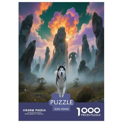 1000 Teile Sibirischer Husky Puzzle – Für Erwachsene, Familienspaß & Bildung, Hund Steinsäulen Puzzle, Wohnkultur, Geschenk Für Kinder 70x50cm/1000pcs 1000 Teile Sibirischer Husky Puzzle – Für Erwachsene, Familienspaß & Bildung, Hund Steinsäulen Puzzle, Wohnkultur, Geschenk Für Kinder 70x50cm/1000pcs von WXLWHR