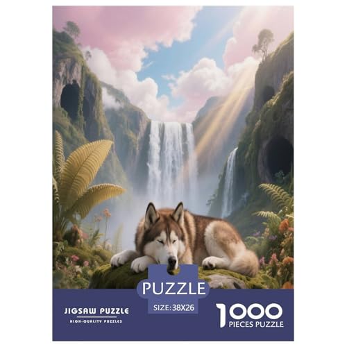 1000 Teile Sibirischer Husky Puzzle – Für Erwachsene, Familienspaß & Bildung, Hund Tal Wasserfall Puzzles, Dekoration, Geschenk Für Erwachsene 38x26cm/1000pcs 1000 Teile Sibirischer Husky Puzzle – Für Erwachsene, Familienspaß & Bildung, Hund Tal Wasserfall Puzzles, Dekoration, Geschenk Für Erwachsene 38x26cm/1000pcs von WXLWHR