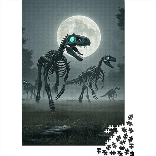 1000 Teile Skelett Puzzle Für Erwachsene Und Kinder Holzpuzzle Pädagogisches Spiel Dinosaurierierskelett-Vollmond Puzzles Wohndekoration Geschenk Für Kinder 1000pcs (75x50cm) von WXLWHR