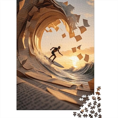 1000 Teile Surfen Puzzle Für Erwachsene Und Kinder Holzpuzzle Geduldspiel Papier-Surfen Puzzle Wohndekoration Geschenk Zum Geburtstag 1000pcs (75x50cm) von WXLWHR