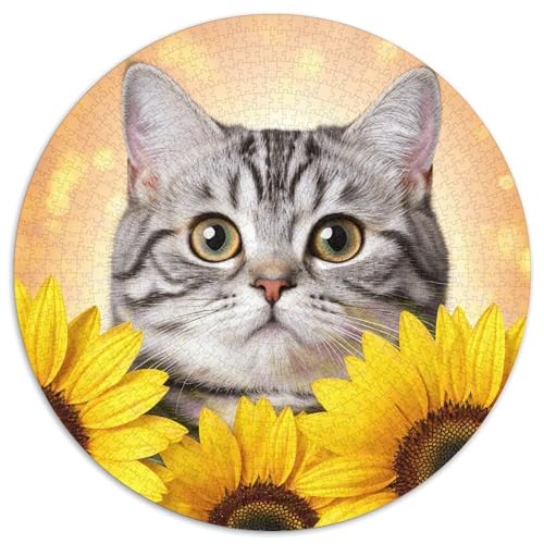 1000 Teile Tabby Puzzle Für Jugendliche Und Erwachsene Pädagogisches Spiel Tabby Sonnenblume Puzzle Aus Karton Wohndekoration Einzigartiges Geschenk 1000pcs (67.5x67.5cm) von WXLWHR