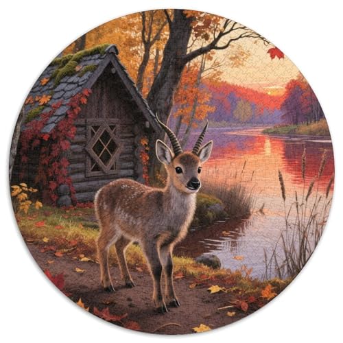 1000 Teile Tibetische Antilope Kalb Puzzle – Für Erwachsene, Anspruchsvolles Spiel, Herbsthütte Puzzle, Dekoration, Geschenk Für Kinder 1000pcs (67.5x67.5cm) von WXLWHR