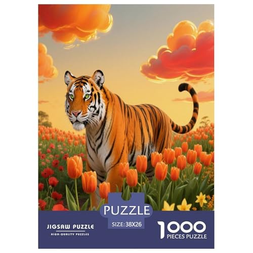 1000 Teile Tiger Puzzle – Für Erwachsene, Herausforderndes Denkspiel, Tulip Garten Puzzles, Dekoration, Einzigartiges Geschenk 38x26cm/1000pcs 1000 Teile Tiger Puzzle – Für Erwachsene, Herausforderndes Denkspiel, Tulip Garten Puzzles, Dekoration, Einzigartiges Geschenk 38x26cm/1000pcs von WXLWHR