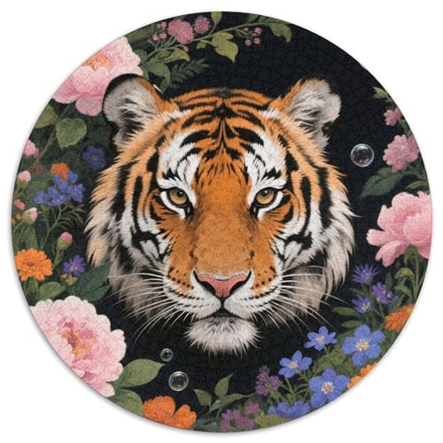 1000 Teile Tiger Puzzle Für Jugendliche Und Erwachsene Geschicklichkeitsspiel Tiger Üppige Blumen Puzzles Aus Karton Wohndekoration Geschenk Zu Weihnachten 1000pcs (67.5x67.5cm) von WXLWHR
