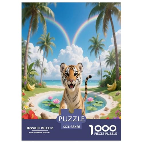 1000 Teile Tigerjunges Puzzle – Für Erwachsene, Herausforderndes Denkspiel, Tropical Pflanzen Puzzle, Dekoration, Einzigartiges Geschenk 38x26cm/1000pcs 1000 Teile Tigerjunges Puzzle – Für Erwachsene, Herausforderndes Denkspiel, Tropical Pflanzen Puzzle, Dekoration, Einzigartiges Geschenk 38x26cm/1000pcs von WXLWHR