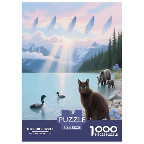 1000 Teile Tonkanese Katze Puzzle – Für Erwachsene, Familienspaß & Lernspielzeug, Katze See Puzzles, Wohnkultur, Einzigartiges Geschenk 38x26cm/1000pcs von WXLWHR