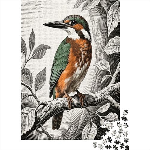 1000 Teile Vogel Puzzle Für Erwachsene Und Kinder Holzpuzzle Geduldspiel Bunter-Vogel-Schwarz-Weiß-Blätter Puzzle Wohndekoration Geschenk Für Erwachsene 1000pcs (75x50cm) von WXLWHR
