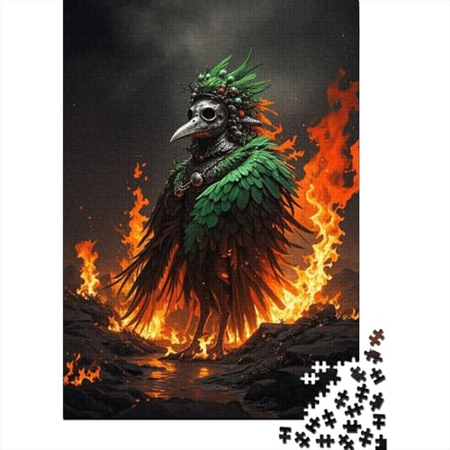 1000 Teile Vogel Puzzle Für Erwachsene Und Kinder Holzpuzzle Pädagogisches Spiel Eisenmaske-Vogel-grüne-Federn Puzzle Wohndekoration Unique Gift 1000pcs (75x50cm) von WXLWHR