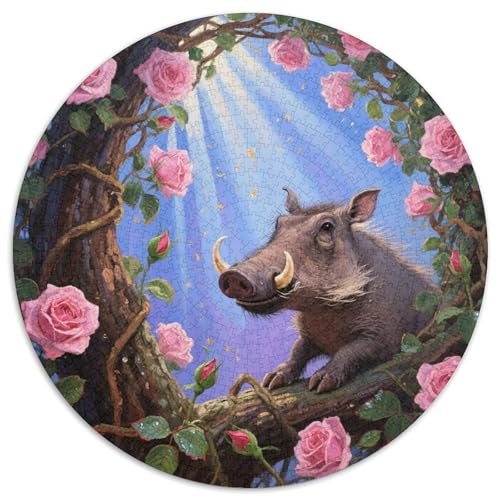 1000 Teile Warzenschwein Puzzle – Für Erwachsene, Anspruchsvolles Spiel, Rosa Rosen Puzzle, Wohnkultur, Geschenkideen 1000pcs (67.5x67.5cm) von WXLWHR