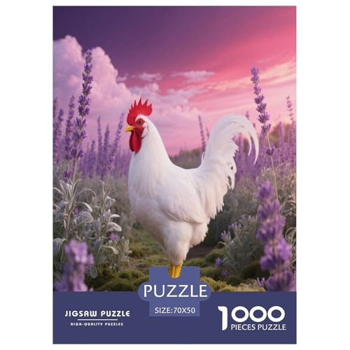 1000 Teile Weißes Huhn Puzzle – Für Erwachsene, Herausforderndes Denkspiel, Lavendel Garten Puzzle, Wohnkultur, Einzigartiges Geschenk 70x50cm/1000pcs 1000 Teile Weißes Huhn Puzzle – Für Erwachsene, Herausforderndes Denkspiel, Lavendel Garten Puzzle, Wohnkultur, Einzigartiges Geschenk 70x50cm/1000pcs von WXLWHR