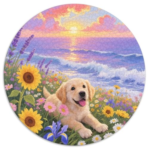 1000 Teile Welpe Puzzle – Für Erwachsene, Anspruchsvolles Spiel, Sonnenaufgangsblumen Puzzle, Dekoration, Geschenk Zum Geburtstag 1000pcs (67.5x67.5cm) von WXLWHR