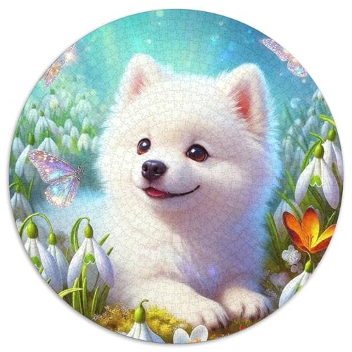 1000 Teile White Welpe Puzzle – Für Erwachsene, Familienspaß & Gemeinsames Spiel, Blumen Puzzles, Dekoration, Geschenk Für Kinder 1000pcs (67.5x67.5cm) von WXLWHR
