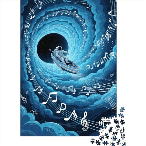 1000 Teile Wirbel Puzzle Für Erwachsene Und Kinder Holzpuzzle Geduldspiel Noten-Wirbel-Leere-Astronaut Puzzle Wohndekoration Einzigartiges Geschenk 1000pcs (75x50cm) von WXLWHR